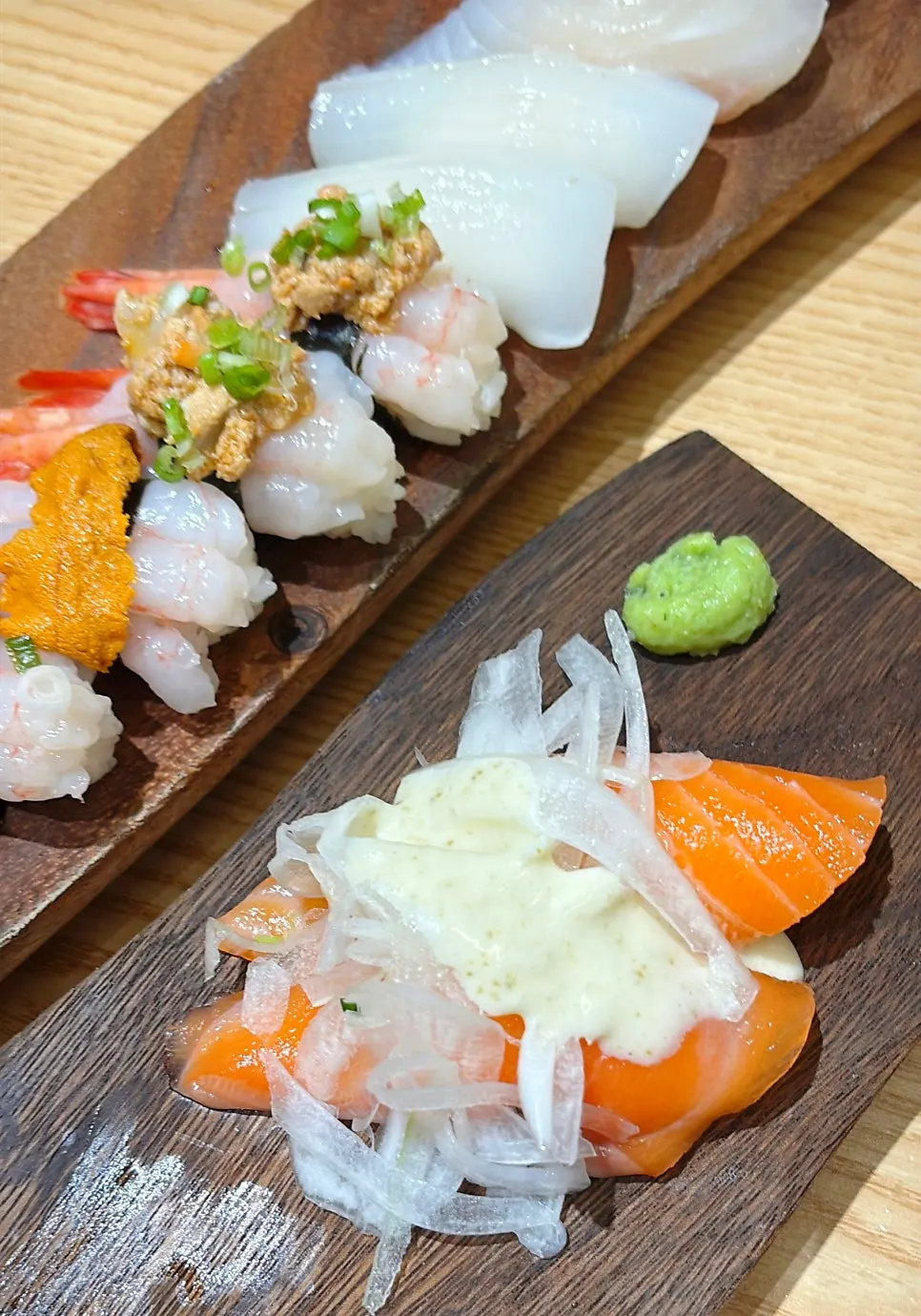 Close-up of salmon sushi