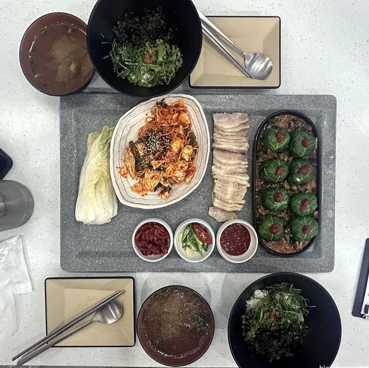 Ureong gangdoenjang pork jowl boiled meat set at Gangmun Times Square Branch
