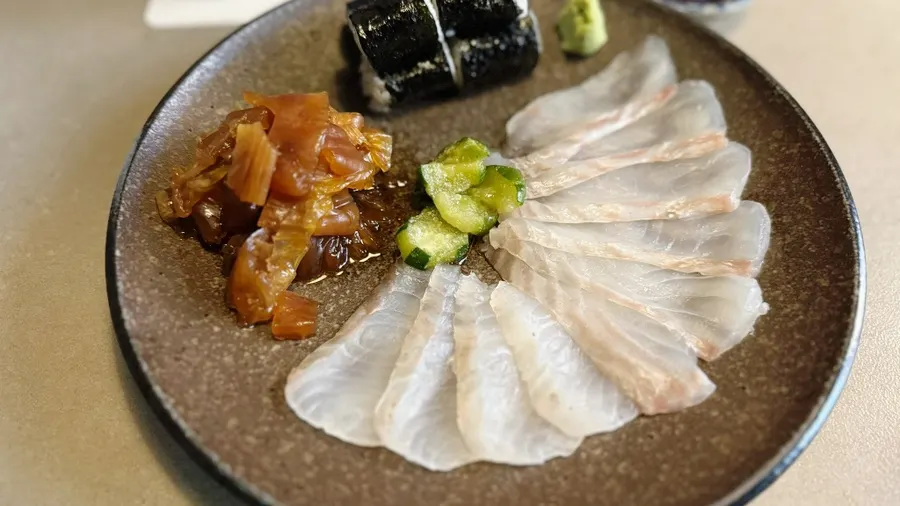 A plate of flounder mukeunji salt gimbap