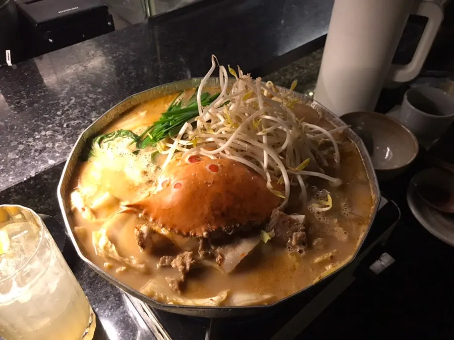Nagasaki nabe with crab, scallops, and shrimp
