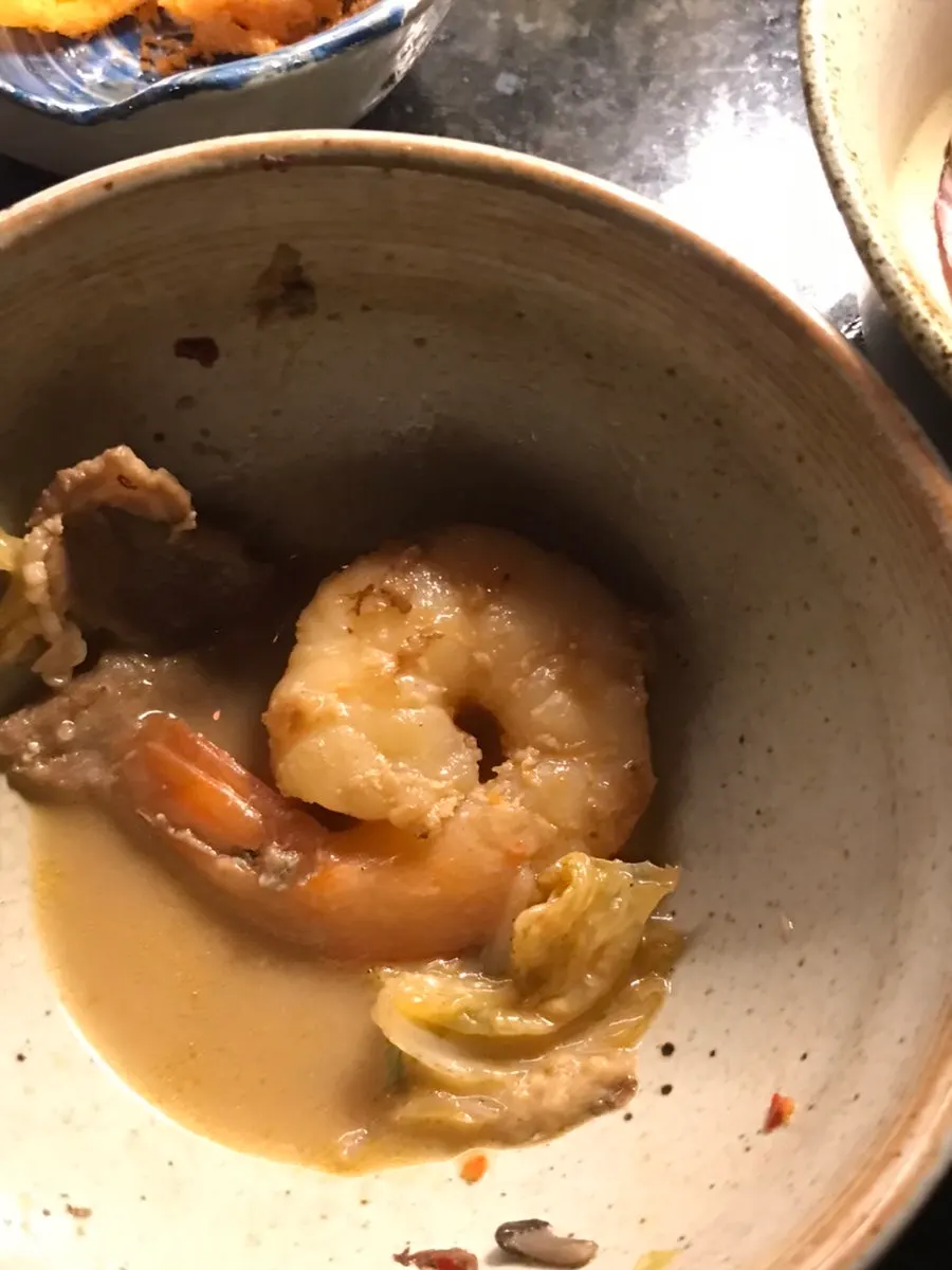 Nagasaki nabe broth with seafood ingredients