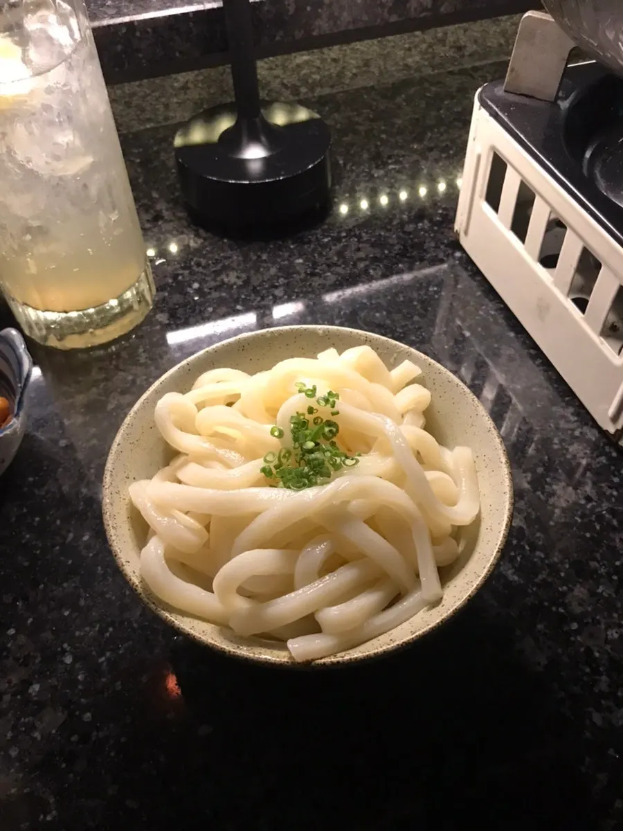 Udon noodles added to the nabe