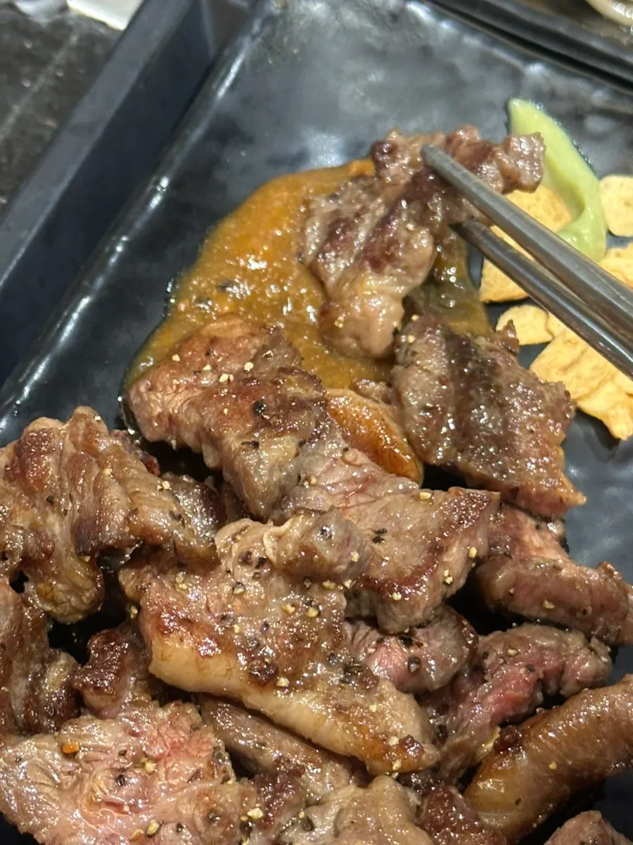 왕갈비살 스테이크와 왕새우, 관자