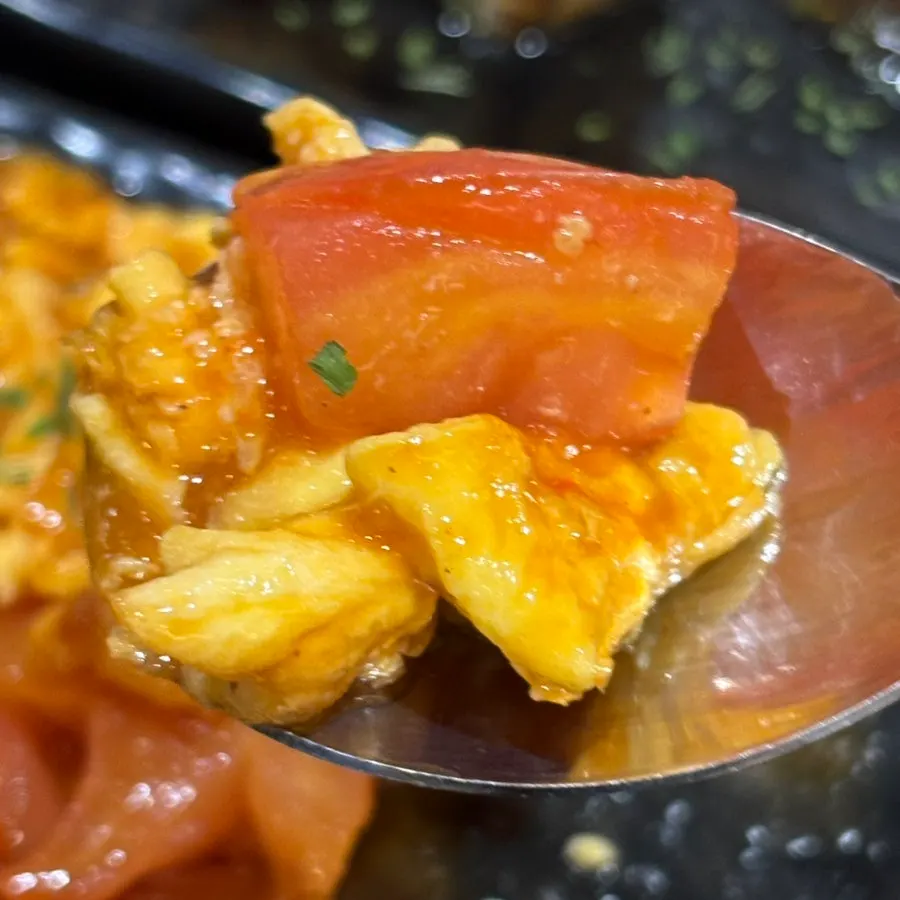 A plate of Karen's tomato and egg stir-fry