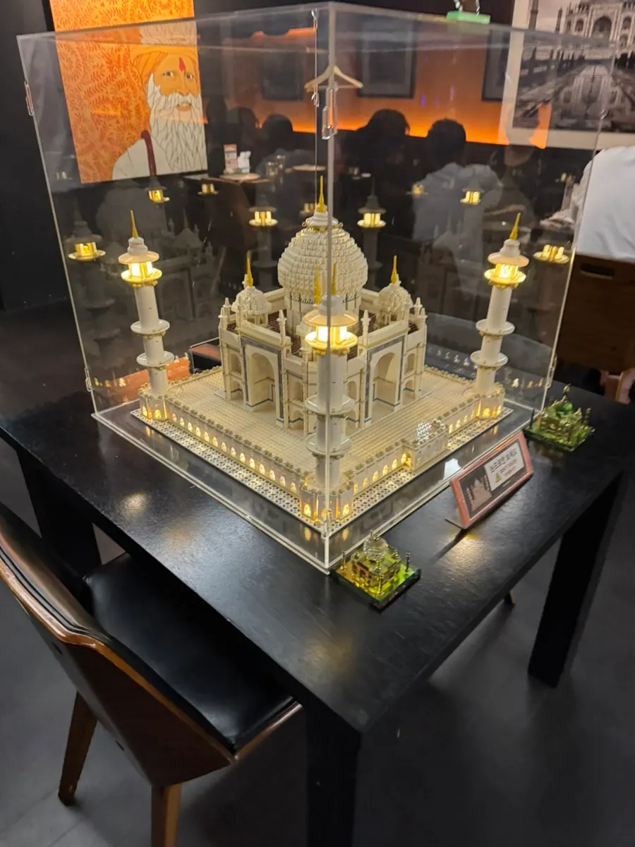 Lego Taj Mahal displayed in the center of the main hall
