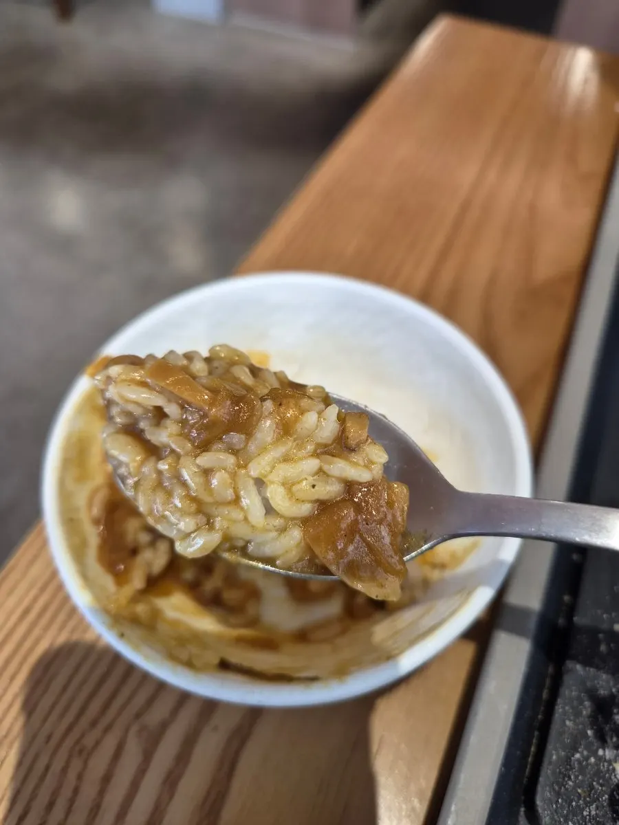 카레에 적셔 먹는 돈카츠 한 점