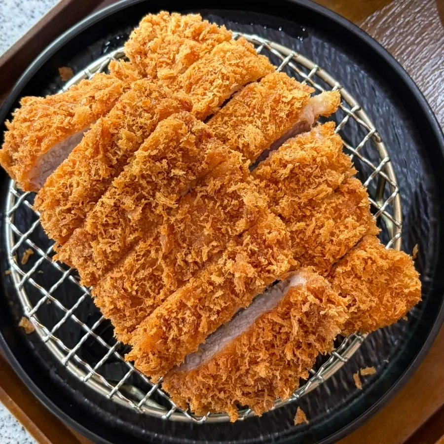 Mixed katsu set with rice and cabbage salad