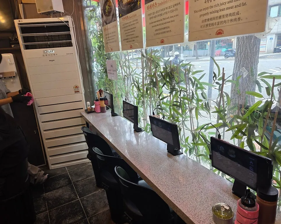 Interior of Katsu Monster Myeonmok, mostly counter seating