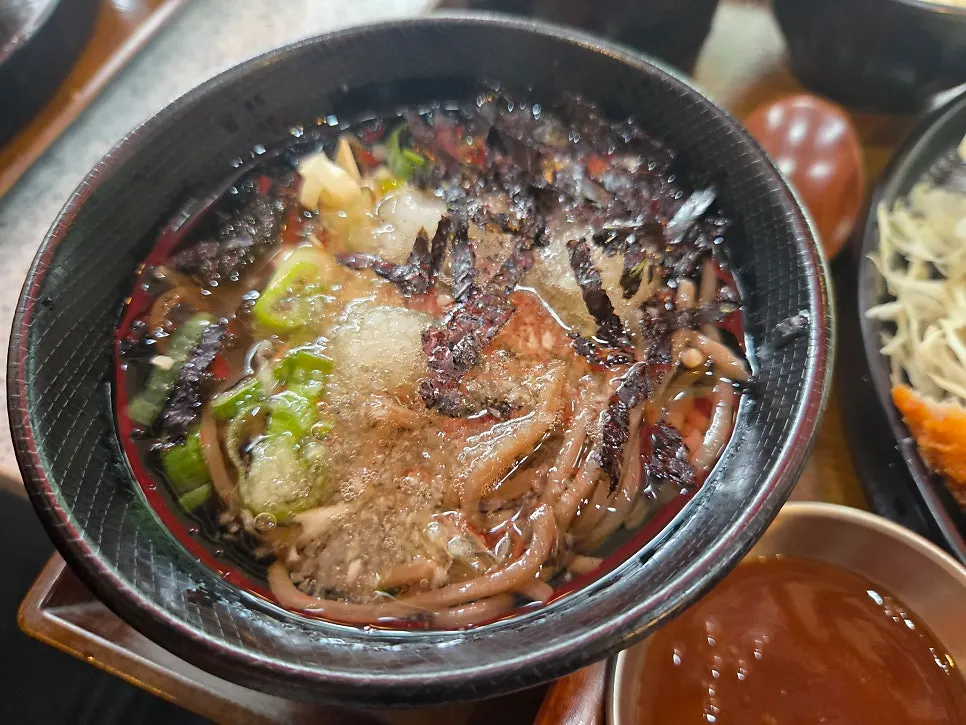 Mini cold soba mixed with toppings