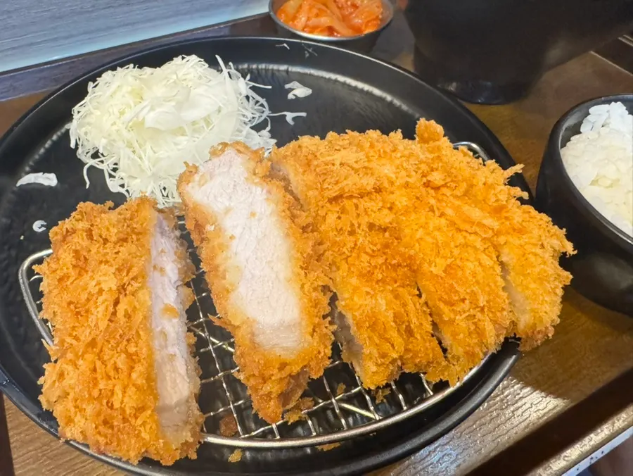 A plate of crispy basic tonkatsu