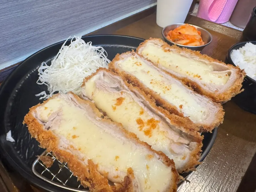 Cross-section of tonkatsu showing thick meat