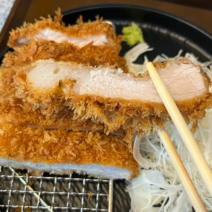 Close-up of the thick loin tonkatsu