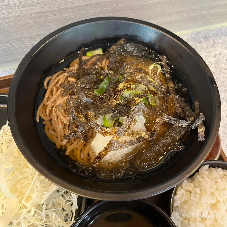 Generously sized cold soba serving
