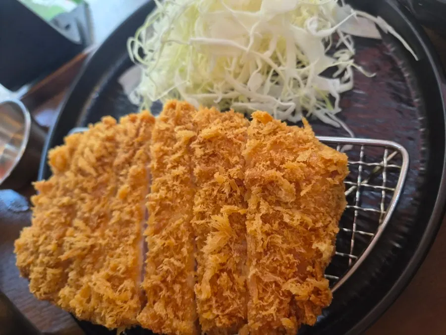 Tenderloin katsu and cold soba served as part of the two-person set