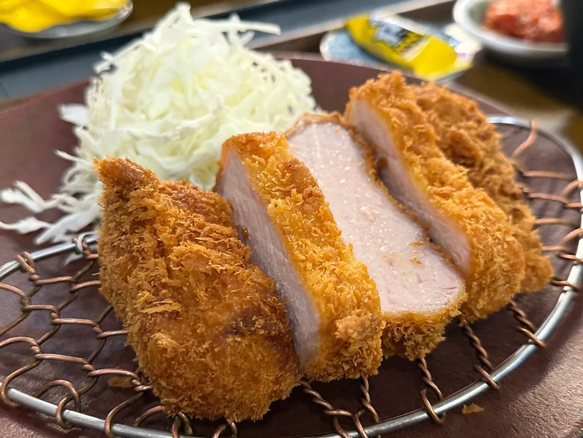 Two plates of tonkatsu shared between two people at Katsu Monster Yeonnam Main Branch