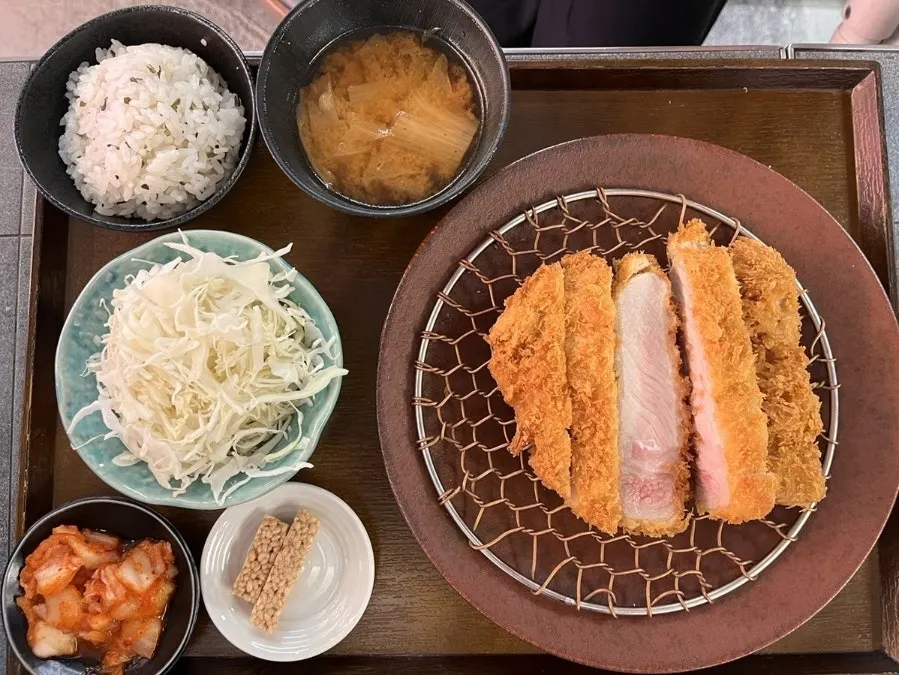 Thick-cut hirekatsu on a plate