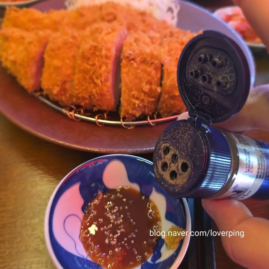 기름기 적은 히레카츠 고기 단면