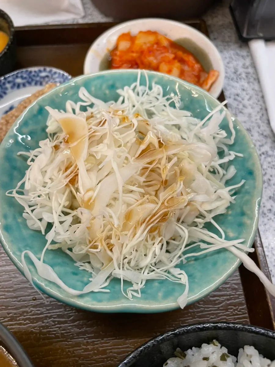 기름이 빠지도록 올려 나온 트리플카츠 한 상