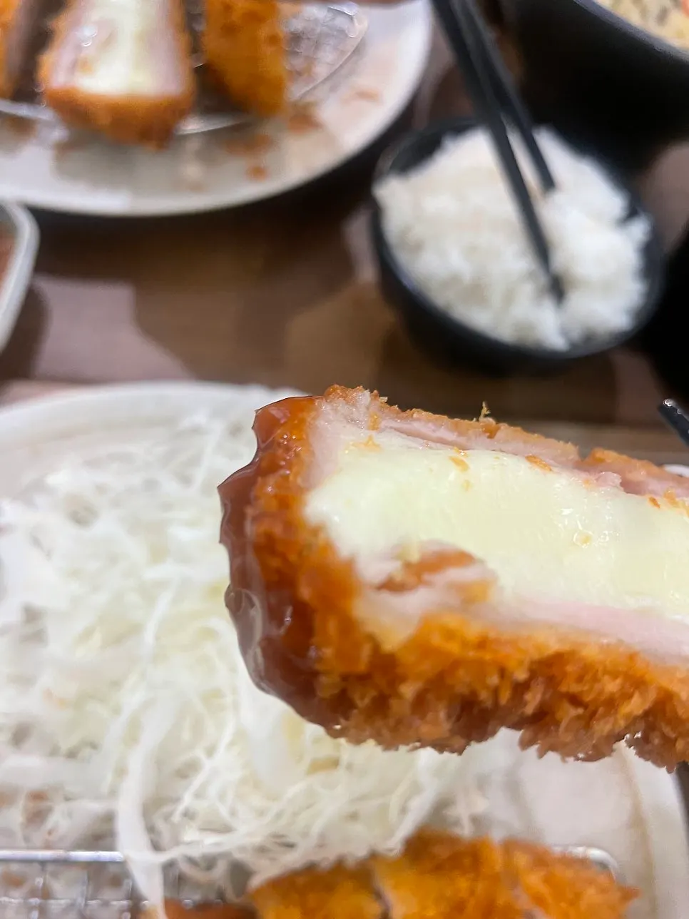 카츠와 함께 곁들인 야채 접시
