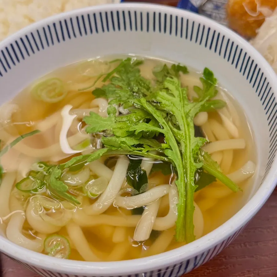 Udon and cold soba served with the set