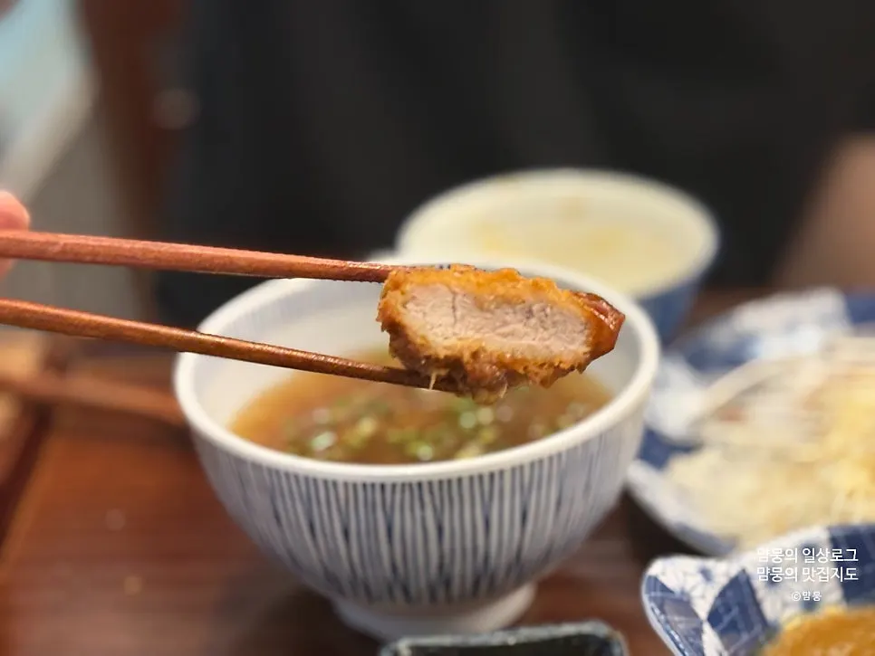 Katsu dipped into cold soba broth