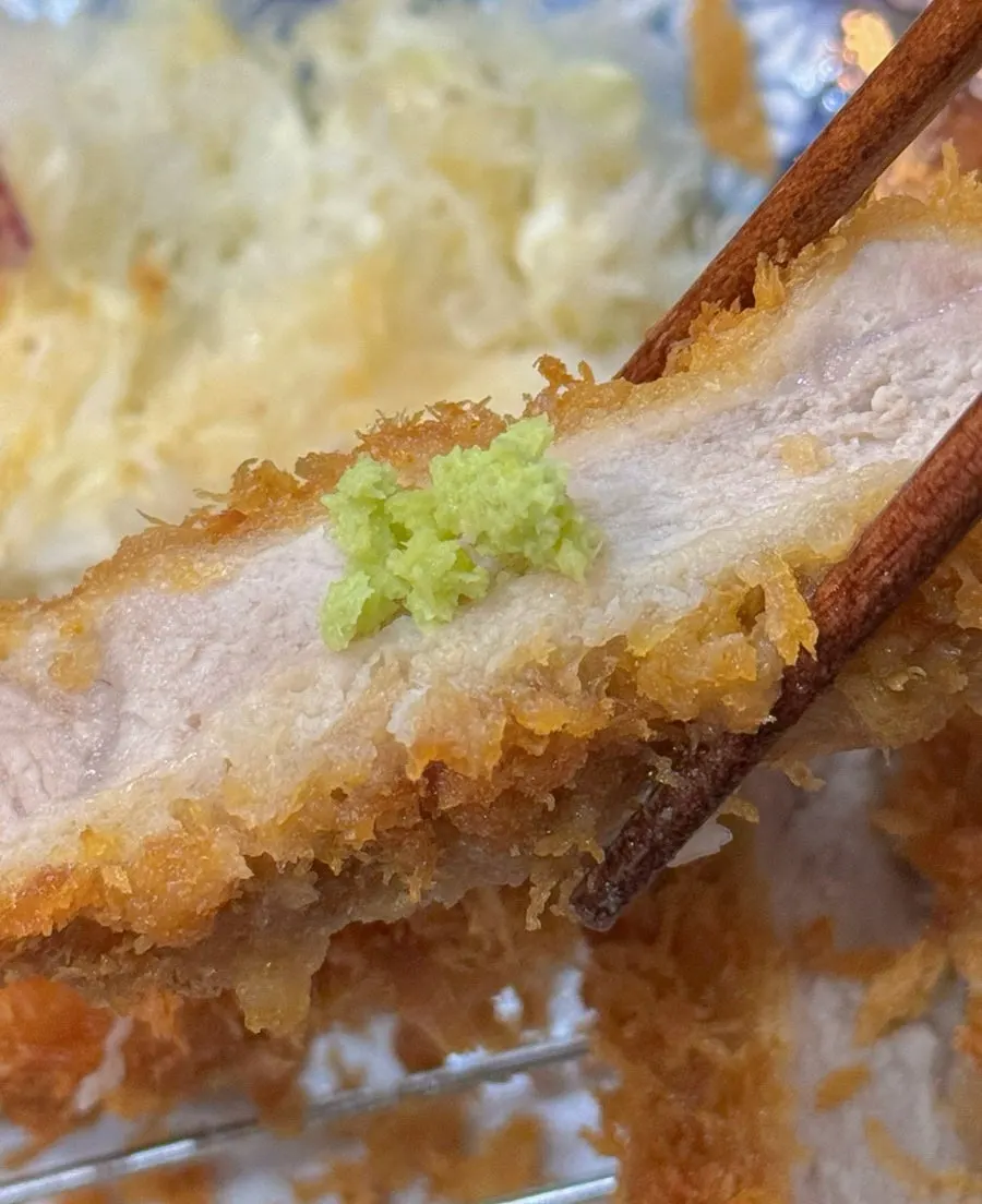 Tonkatsu topped with yuzu wasabi