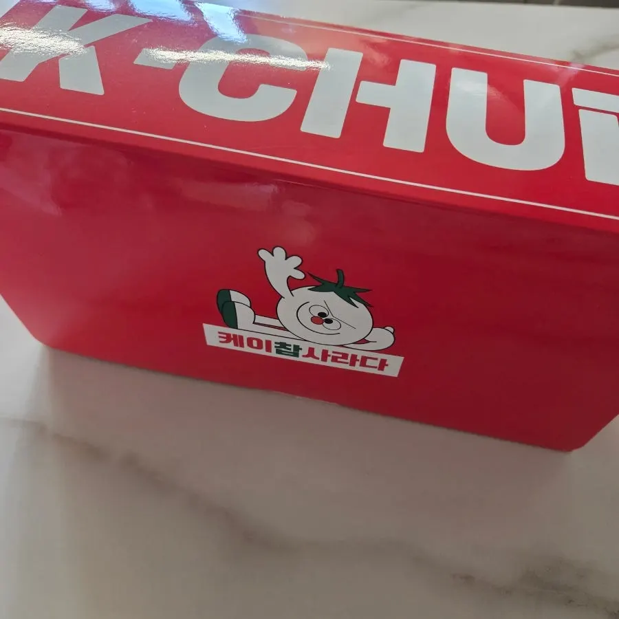 Red takeout box with 5 sarada breads