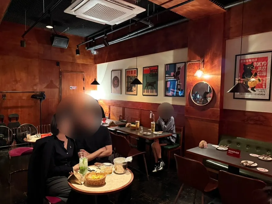 Bar table seating close to the stage