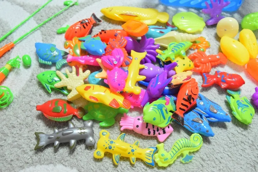 Extra fish pieces outside the basket
