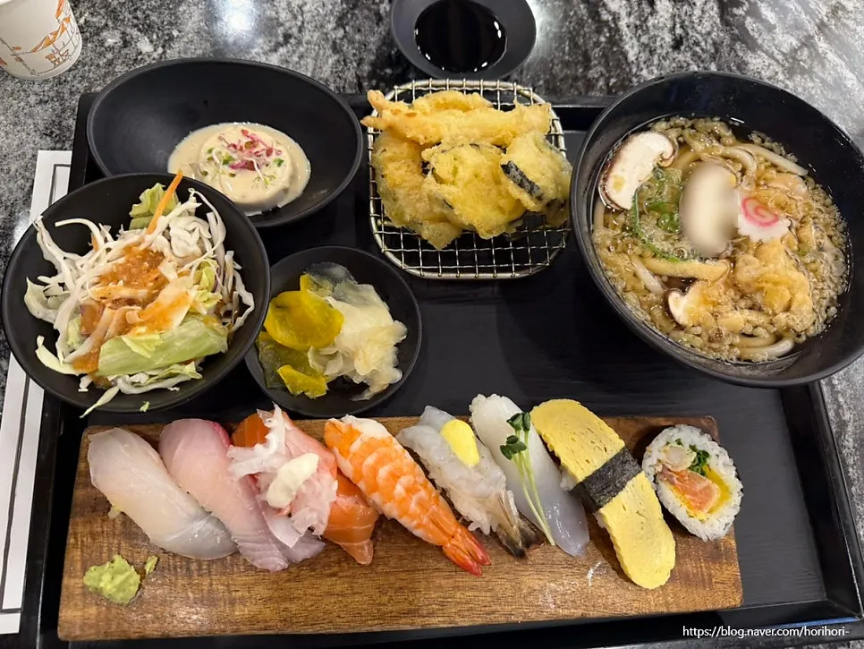 Full spread of the sushi platter