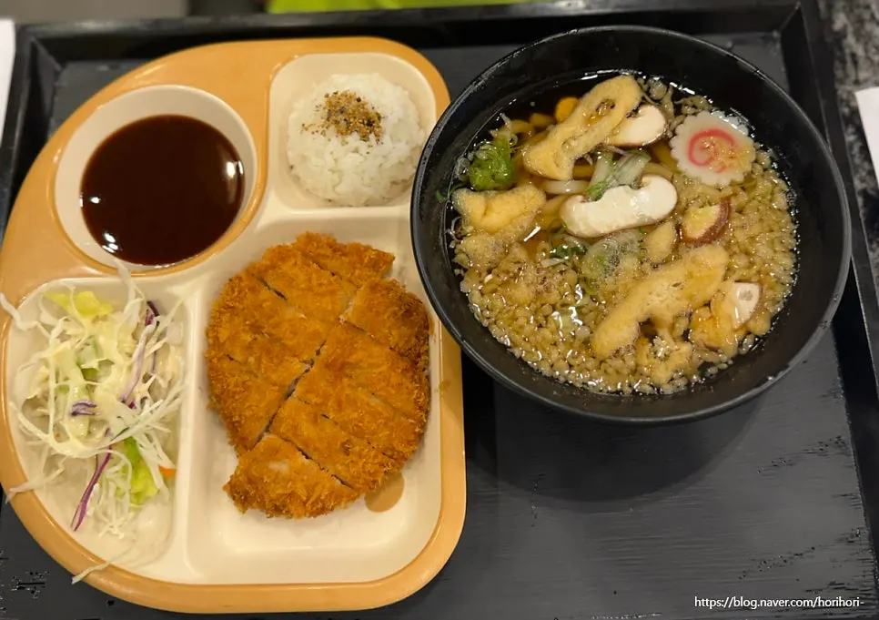 Plain udon served with a side salad