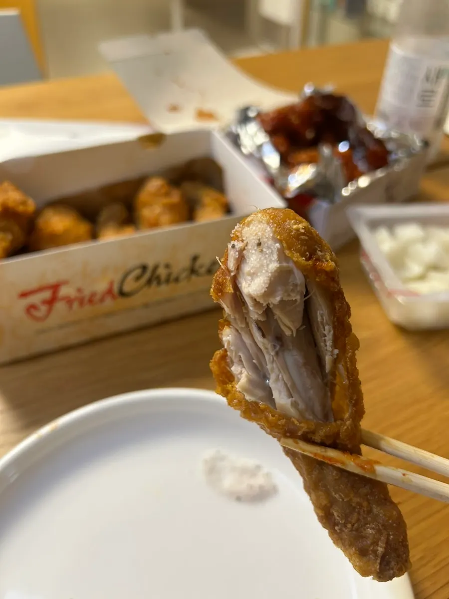 Fried chicken drumstick dipped in seasoned salt