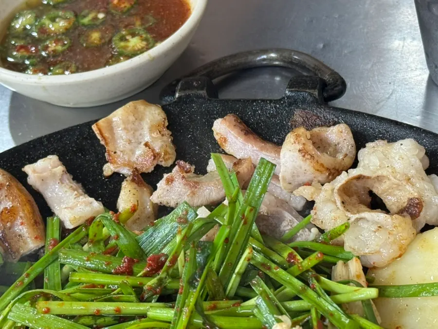 Chewy grilled tripe on the grill