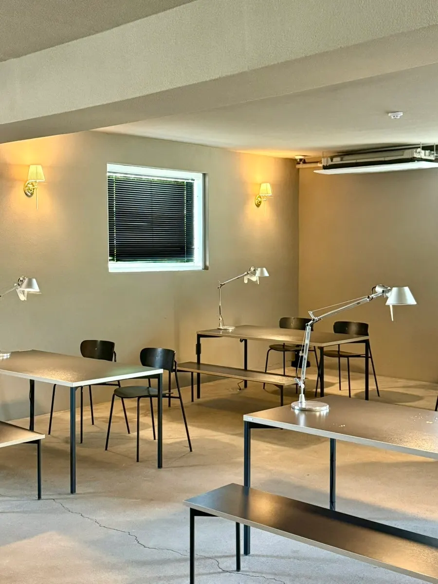 Café interior blending old structure with modern interior
