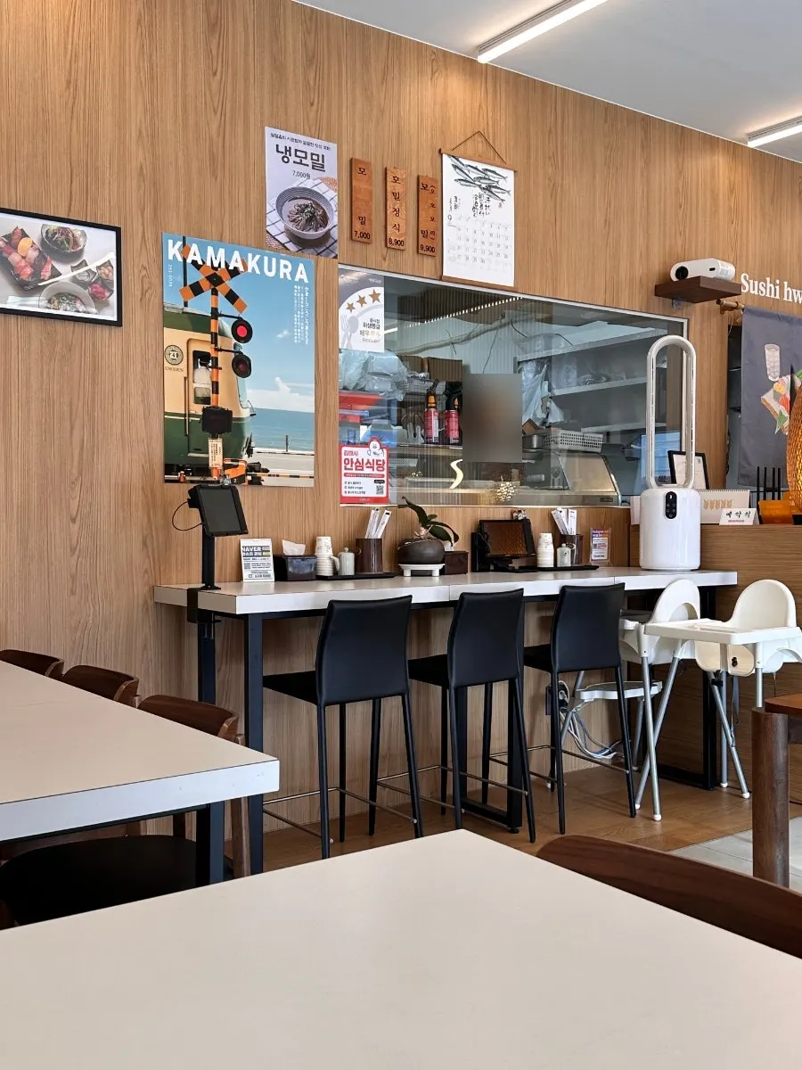 Vertical shot of Sushi Hwa's interior