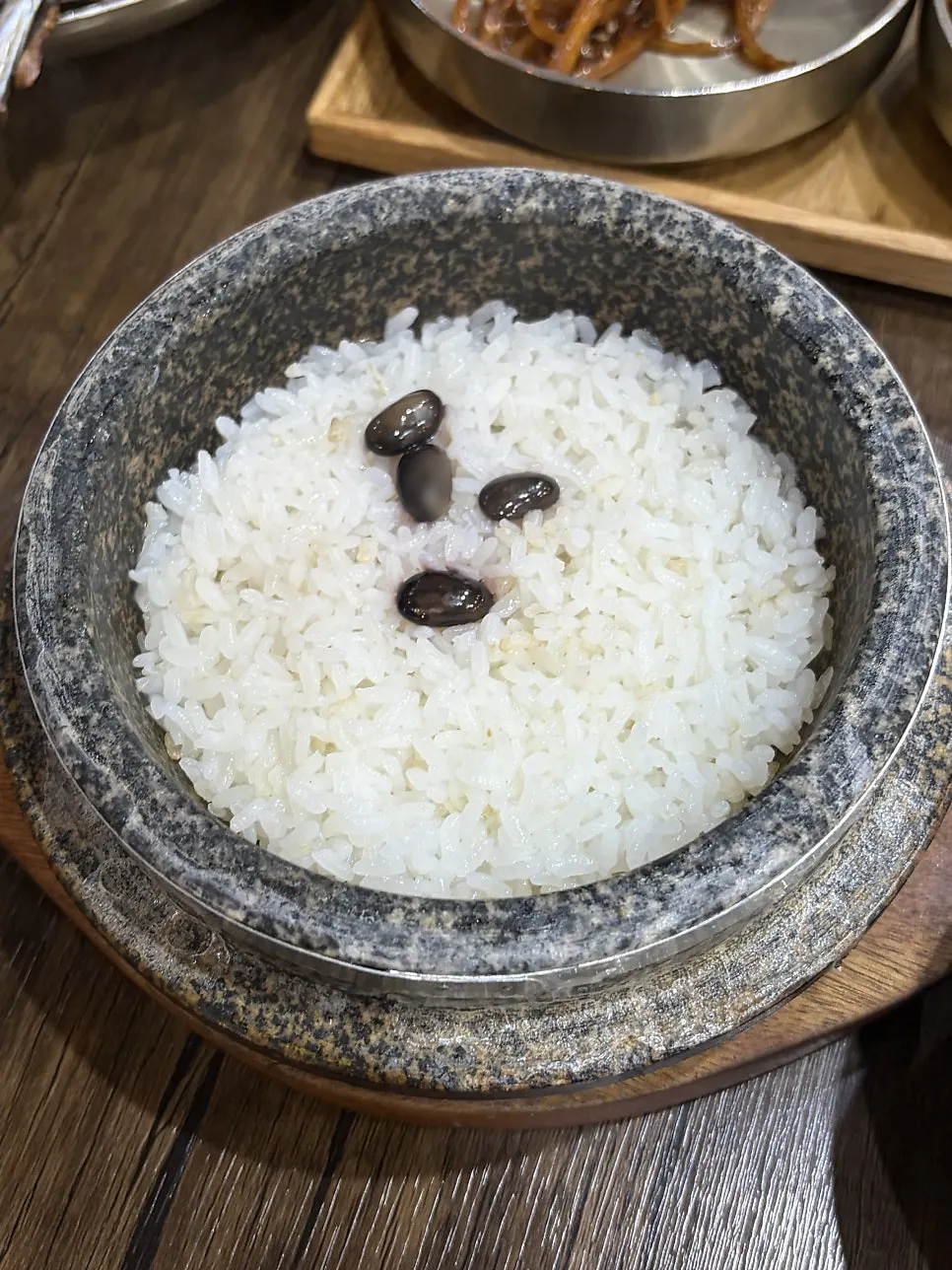 A close-up of the hearty fillings inside the cheonggukjang