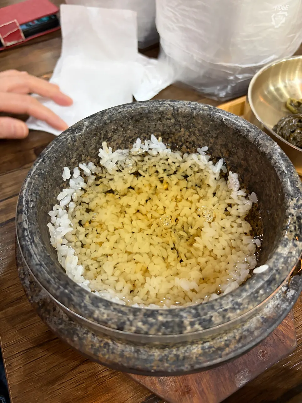 Namul rice served alongside the cheonggukjang