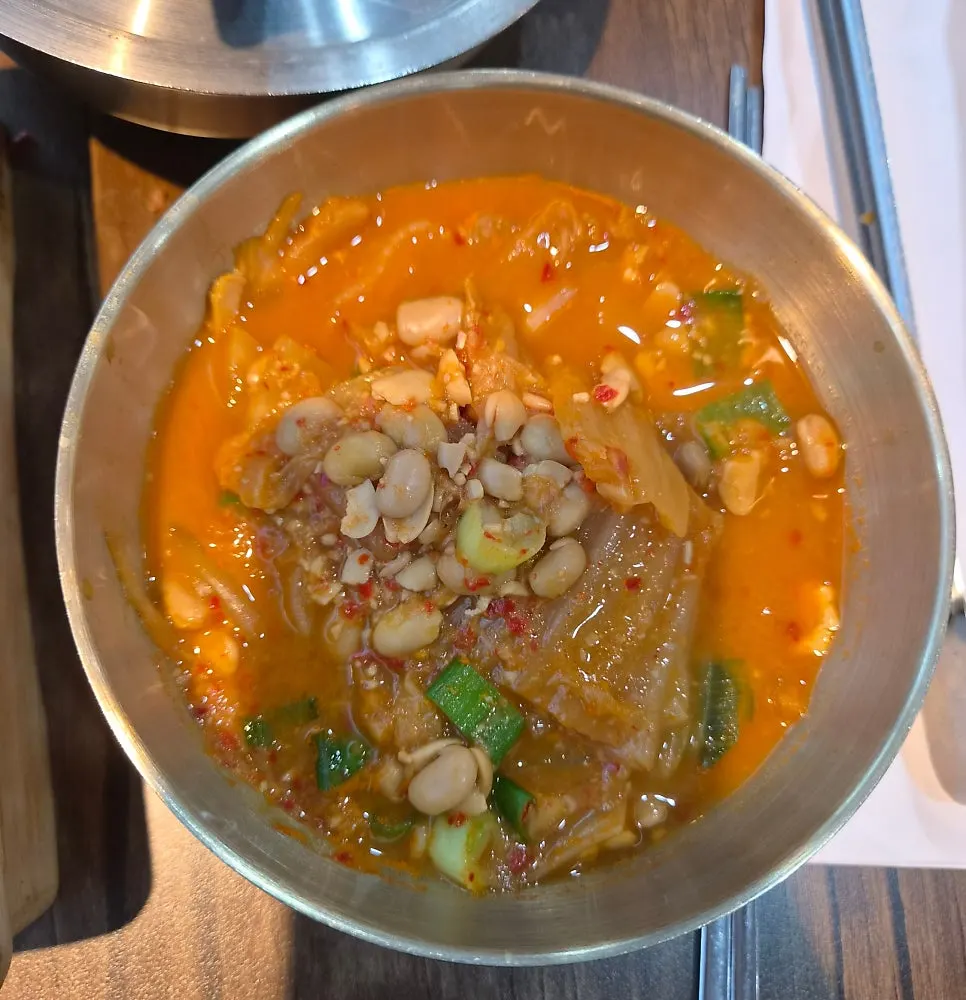Hot cheonggukjang with tofu and vegetables