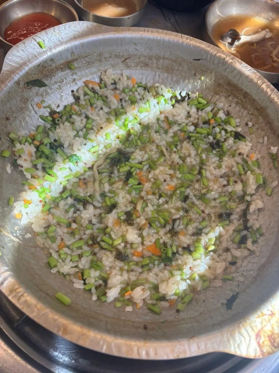 Rice and ingredients prepared for making fried rice