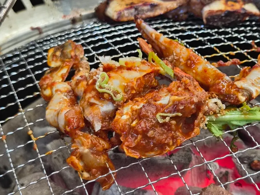숯불에 구워 먹은 양념게장 반찬