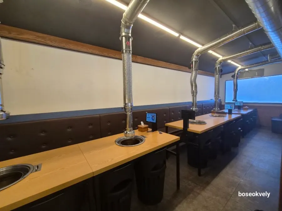 Interior of the restaurant with group seating and private rooms