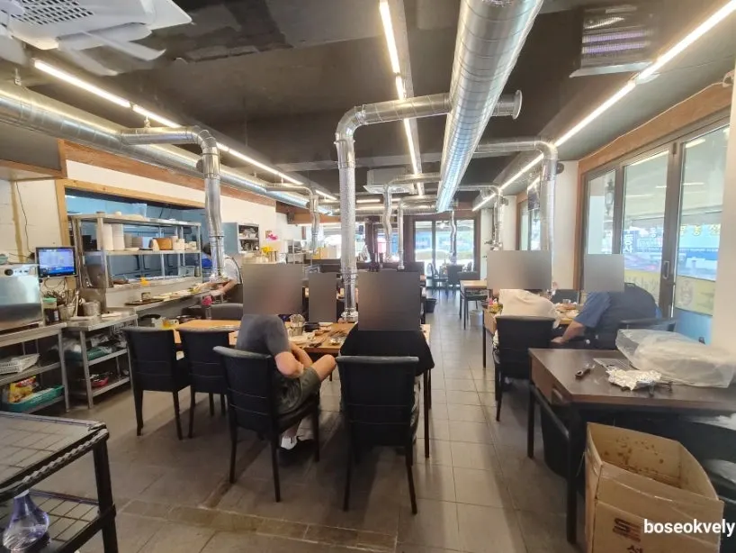 Bright, clean tables with sunlight streaming in