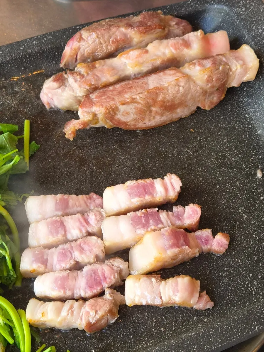 Aged pork neck sliced into bite-size pieces
