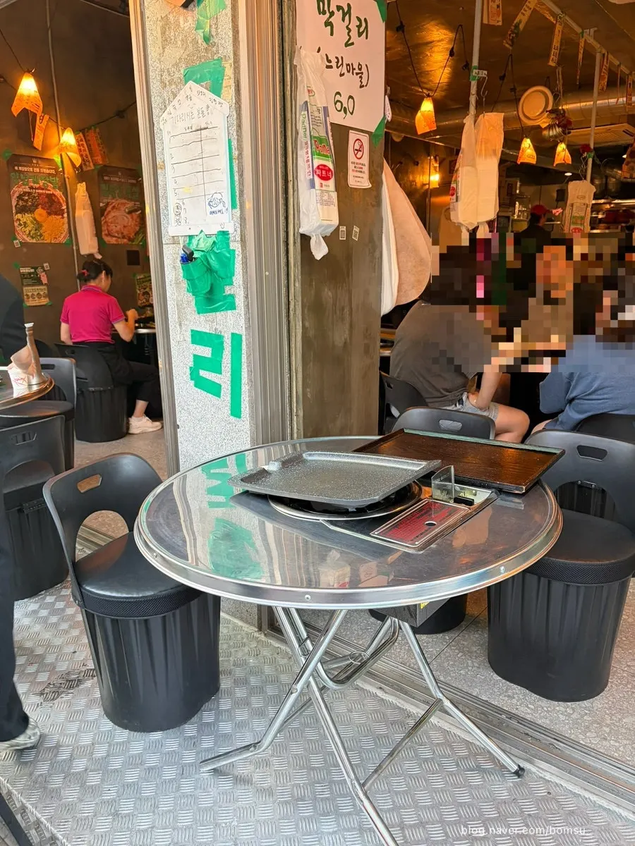 Neatly arranged seating inside the restaurant
