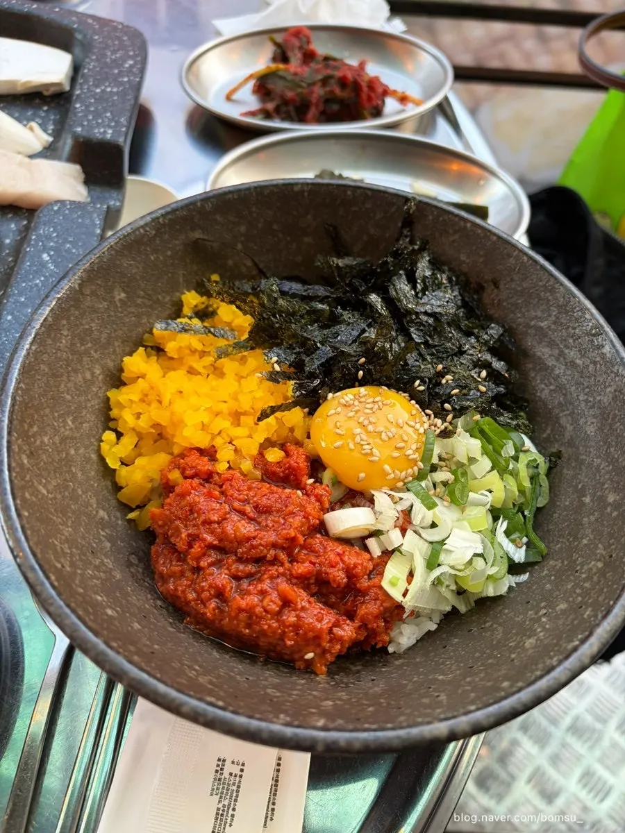 A bowl of sweet spicy crab sauce rice