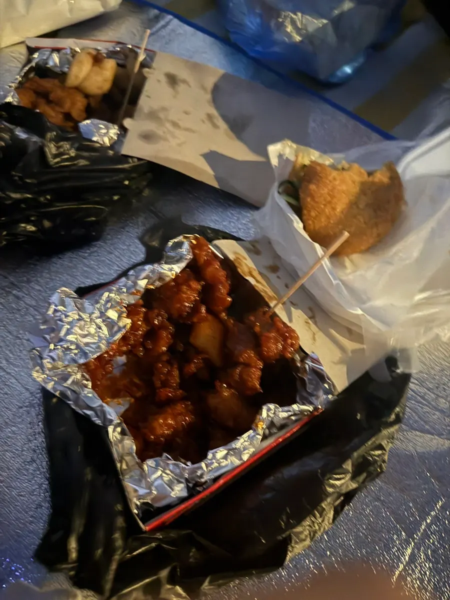 Close-up of crispy fried dakgangjeong