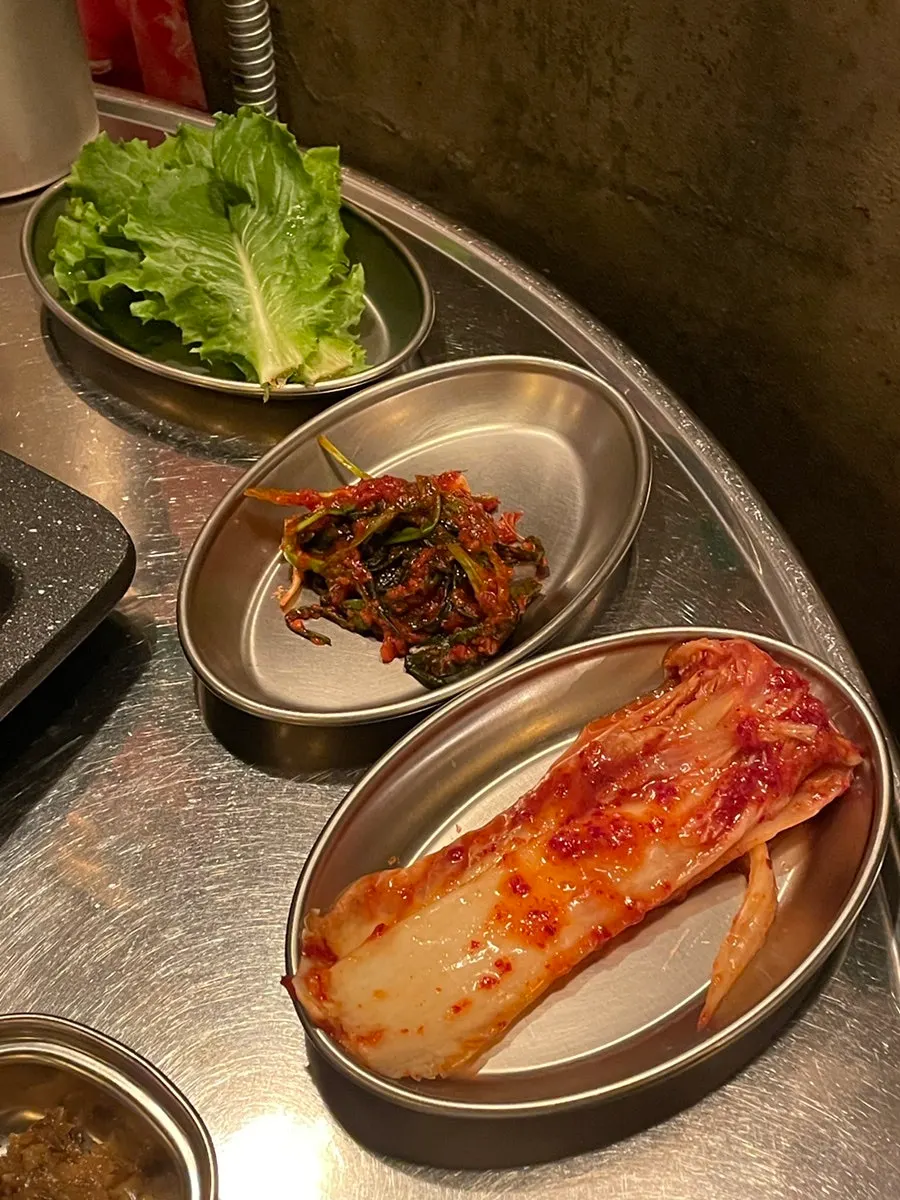Menu section listing pork belly and teukmokssal