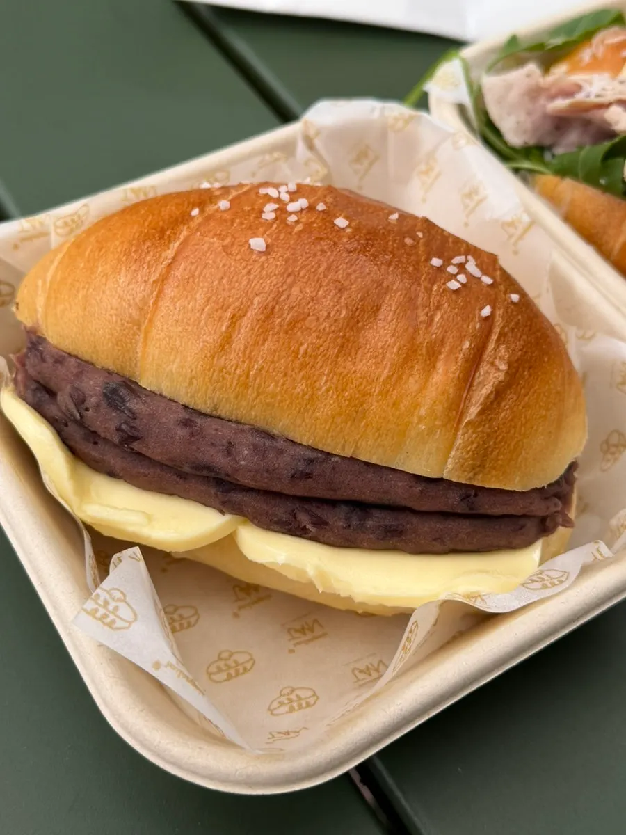 Angbutter salt bread filled with red bean paste and butter