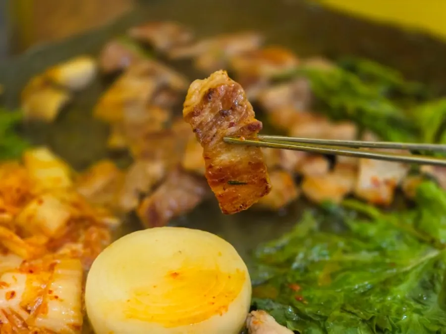 Golden-browned aged fresh pork belly