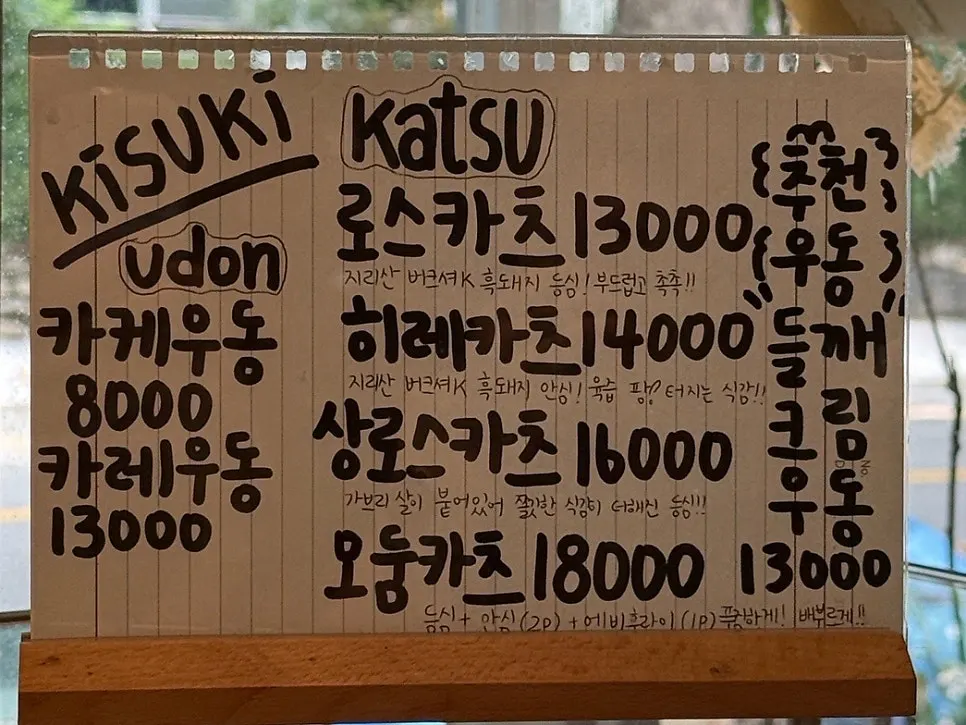 Kitsuki's udon menu information